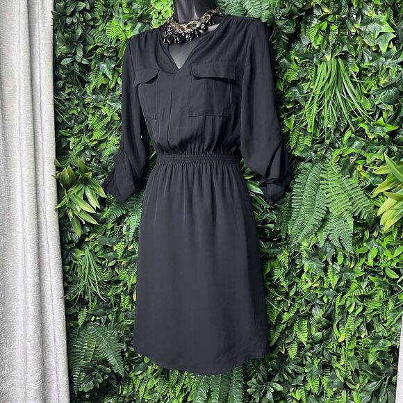 MOSSIMO Dress Women‎ XS Black Blouson Sheath Stretched Waist 2236 - Picture 6 of 7